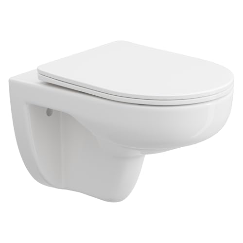 HOROW Wand WC Spülrandlos mit Toilettendeckel mit Absenkautomatik