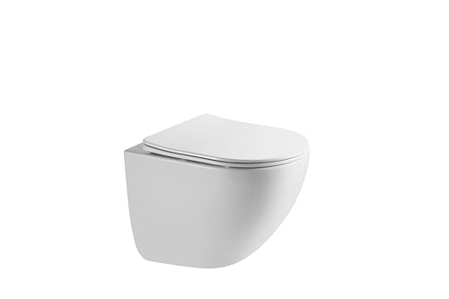 HOGART Wand WC mit Soft-Close Toilettensitz und Leistungsstarkem Spülrandlos Tornado Spülsystem, Hänge WC mit Komplett Abgedichteter Unterer Teil, Leises und Sparsames Spülsystem 3–4,5 l.