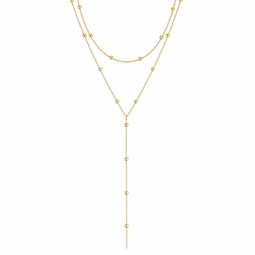 MVOLEGDE 1 Stuck Layering Y Kette Gold,Y Goldene Halskette Damen,Y Lange Kette Gold,Elegante Lange Halskette Damen,Einfacher Goldene Kettes,Einfacher Schmuckgeschenk,Geeignet für Geschenke