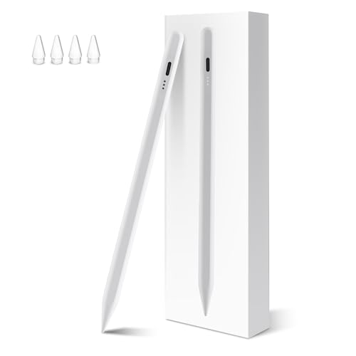 Stift für iPad Apple (2018-2025)–Hochpräzise, 2X Schnellladung, 3 LED-Anzeige, Handballenabweisung, Magnetisch, Stylus Pencil für iPad 11/10/9/8/7/6, Air 3/4/5/M2/M3, Pro 12.9/M4/11/13, Mini 5/6