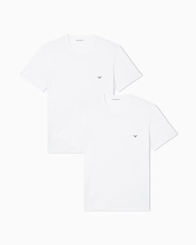Emporio Armani Man's Core Logoband 2-Pack Crewneck T-Shirt, Weiß, XL, Regular, weiß/weiß, XL