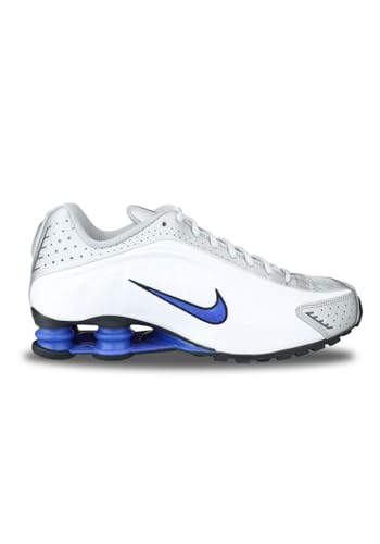 Nike Shox R4 Herren-Sneaker, Weiß Blau Racer Grau Eisen Silber Metallisch, 41 EU