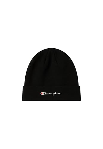 Champion Lifestyle Caps (806064) - Recycled Acryl Knitted Yarn Embroidered Script Logo Mütze, Schwarz, Einheitsgröße Unisex - Erwachsene FW24, Schwarz, One Size