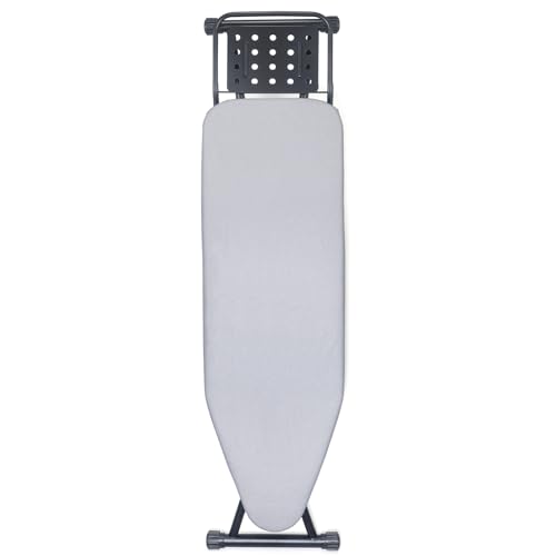 Bügelbrett,Dampfbügelbrett mit Bügeleisenablage, Metallnetz Bügeltisch mit Rutschfesten Füßen für Verstellbarer Höhe,Bügelbrett Klappbar Kein,Robuster Bügeltisch größe 133x34cm