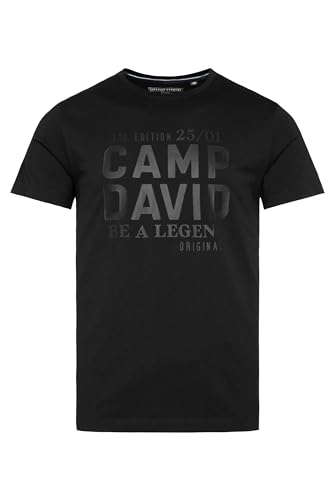 Camp David Herren T-Shirt mit Logo Print Black M