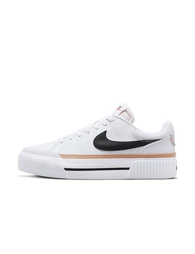 Nike Damen Court Legacy Lift Sneaker, White/Black-Hemp-Team ORANGE, 40.5 EU