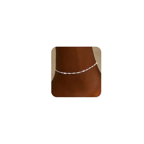 Cosblisvia Fußkettchen Für Damen, Fussketten Für Frauen Silber 925 Plattiert, Fußkette Für Frauen Teenager Mütter Für Strandurlaub Schwimmen Alltag (Silber, 22-27 CM)
