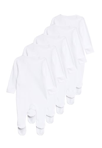 Marks & Spencer 5Er-Pack Schlafanzüge Aus Reiner Baumwolle Mit Reißverschluss Vorne (2,3 Kg –3 J.) Weiss 0-3 Monate