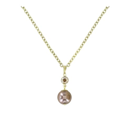 Konplott: Kette/Anhänger Pearl Shadow shinny brass, klassischer Perl-Kristall-Anhänger inklusive Kette, für Damen/Frauen (beige)