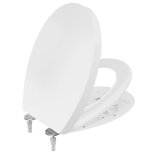CECIPA Toilettendeckel mit Absenkautomatik, WC Sitz [O-Form],Klodeckel | Quick-Release Toilettensitz, Einfache Montage von oben, verstellbare Scharniere, bis 250 kg belastbar, rutschhemmend,Weiß