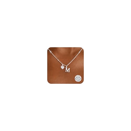 Astravia Initialen Halskette Damen 925 Sterling Silber Herz Buchstaben Kette mit 5A Zirkonia Anhänger Personalisierte Namenskette, Schmuck Geschenk für Teenager Mädchen Freundin Tochter Mama