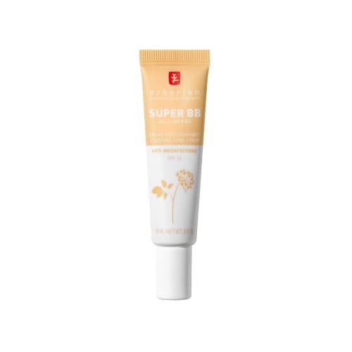 Erborian Super BB - Getönte Tagescreme, pflegt das Gesicht und hilft gegen Unreinheiten - Koreanische Gesichtspflege mit Ginseng und Niacinamid - Pflegende BB Creme, hohe Deckkraft - Nude - 15 ml