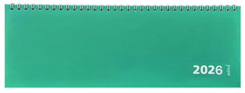 2026 Adina Tischquerkalender 1 Woche auf 2 Seiten Kartondeckel Schreibtischkalender Tischkalender 30x10cm mintgrün