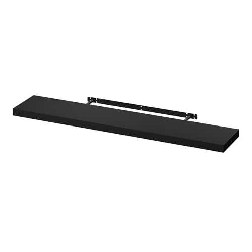 WOLTU Wandboard Wandregal CD DVD Regal Bücherregal Schweberegal Holz Board 120x22.9x3.8cm schwarz für Büro, Wohnzimmer, Schlafzimmer, Küche RG9315sz