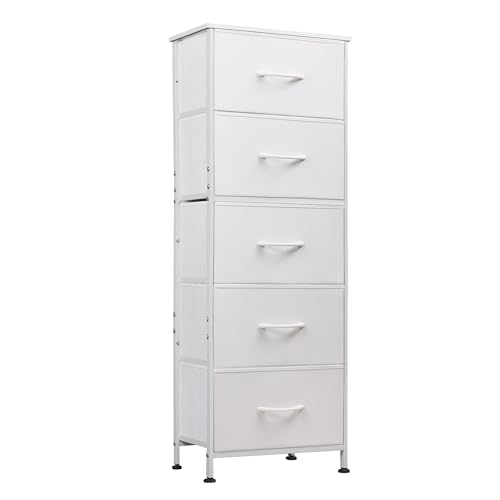 WLIVE Kommode mit Schubladen, komode Schlafzimmer mit 5 Stoffschubladen