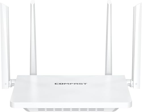 COMFAST WLAN Router 3000Mbit/s WiFi 6 Dual-Band Internet Router mit 4 Antennen, 4 Gigabit LAN Ports, Mesh Unterstützung, MU-MIMO, OFDMA, WPA3, TWT Technologie, IPv6, Signal LED für stabiles Netzwerk