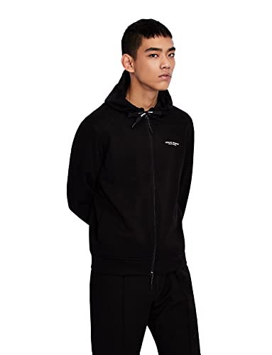 Armani Exchange Herren Everyday French Terry Hoodie Kapuzenpullover, Schwarz, XXL