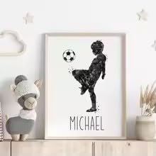 LMAIWANG Personalisiertes Fußballposter mit individuellem Namen – Fußballgeschenke, Fußballposter, Zimmerdekoration für Kinderzimmer, Wandbild (20x30cm/Rahmen)