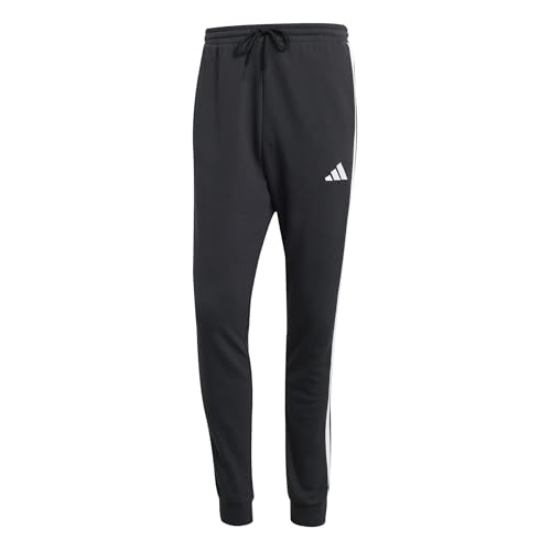 adidas Men's Essential Three Stripes French Terry Pant, Black/White, L