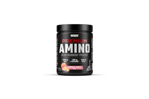 Weider - Premium Amino - Intra-Workout Drink mit EAAs, Kohlenhydraten und Elektrolyten - Aminosäuren Komplex mit L-Glutamin - Für mehr Energie beim Training - 800g - Tropical