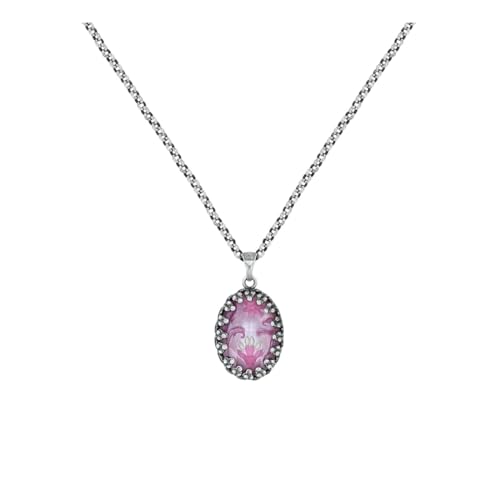 Konplott Kette Chinoiserie – Handkolorierter Anhänger, Pink & Silber