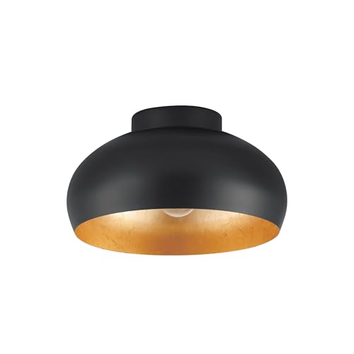 EGLO Deckenlampe Mogano 2, 1-flammige Deckenleuchte, Wohnzimmerlampe aus Metall in Schwarz und Gold, Flurlampe Decke, Deckenbeleuchtung mit E27 Fassung