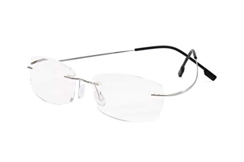 KoKoBin Superleichte Titan-Lesebrille für Damen und Herren (Silber,+2.0)