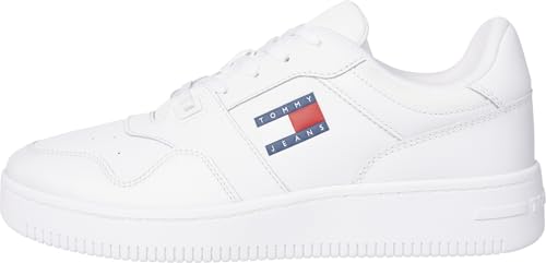 Tommy Jeans Herren Cupsole Sneaker Retro Basket Schuhe, Weiß (White), 43