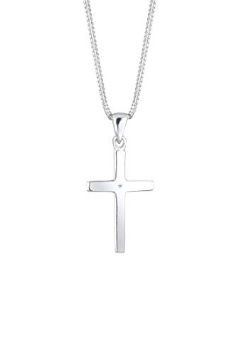 Elli DIAMONDS Halskette Damen mit Anhänger Kreuz und Diamant (0.005 ct.) in 925 Sterling Silber
