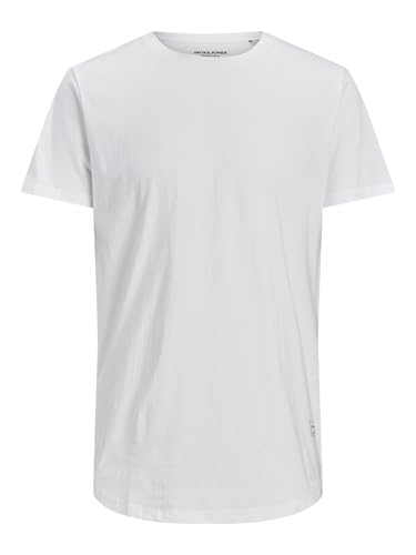 JACK & JONES Herren Basic T-Shirt Plus Size | Rundhals Kurzarm Shirt | Übergrößen Shortsleeve JJENOA, Farben:Weiß, Größe:5XL