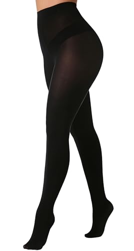 VEBZIN Damen 80 DEN Strumpfhose, weiche blickdichte Strumpfhose für Frauen, Schwarz 1, L-XL