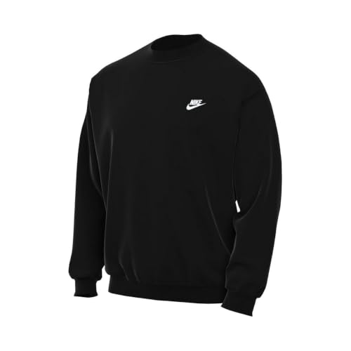 Nike Herren Club Ft Crew Sweatshirt, Black/White, L