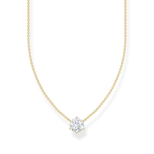 THOMAS SABO Kette mit weißem Zirkonia-Anhänger vergoldet 925 Sterlingsilber, 750 Gelbgold Vergoldung