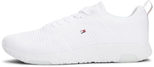 Tommy Hilfiger Herren Runner Sneaker Corporate Knit Rib Runner Sportschuhe, Weiß (White), 44