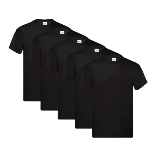 FRUIT OF THE LOOM Herren Original T T-Shirt (5er Pack) Gr. M, Schwarz
