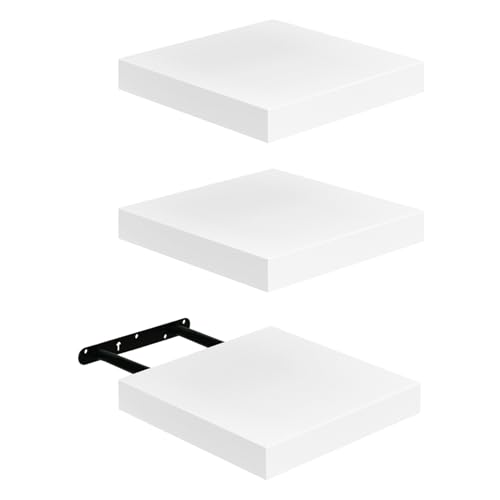 FURNITABLE Schweberegal 3er Set Kompakt 20x20cm Wandregal MDF für Bad, Küche, Flur - Weiß