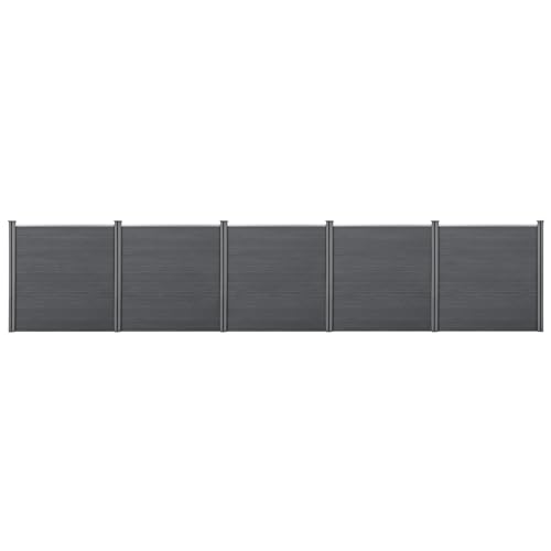 neu.holz WPC Gartenzaun mit Pfosten 183x879cm Grau Sichtschutz Windschutz Lamellenzaun Zaun