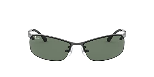 Ray-Ban Unisex Top Bar Sonnenbrille, Grau (Gestell: Gunmetal, Gläserfarbe: Grün Klassisch 004/71), Large (Herstellergröße: 63) EU