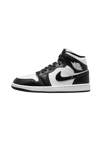 NIKE Herren Air Jordan 1 Mid Basketballschuhe, Weiß/Schwarz/Weiß, 44 EU