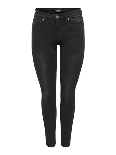 ONLY Damen Onlwauw Mid Sk Bj1097 Noos Jeans, Washed Black, L / 32L EU