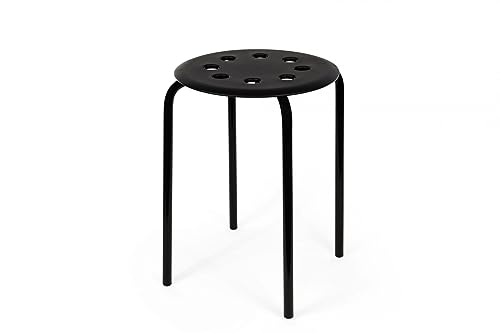 IKEA Marius Hocker in schwarz -Stahlgestell mit Sitzfläche aus Kunststoff - stapelbar (45cm)