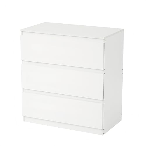 ZECIIYE Kommode mit 3 Schubladen, Buffet, Schminktisch, Nachttisch, Wickelkommode, modern, Aufbewahrungsmöbel für Schlafzimmer, Wohnzimmer, Büro und Eingangsbereich, Weiß, 70 x 40 x 75 cm