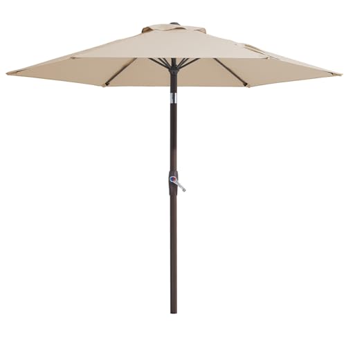 Palawano 2.3m Sonnenschirm, Neigbarer Gartenschirm mit Kurbel & Eisenmast, UV Schutz UPF 50+, Belüftetes Design, Sonnenschirm für Garten, Terrasse, Balkon & Strand, Beige