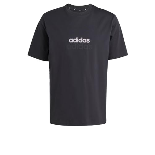 adidas Men's Essentials LINEAR Single Jersey Tee, Black/White, XL