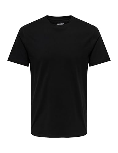 ONLY & SONS Herren Rundhals T-Shirt ONSMAX Life - Regular Fit XS S M L XL XXL, Größe:L, Farbe:Black 22025208