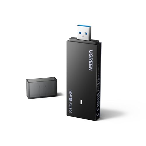 UGREEN WLAN Stick für PC WiFi 6, AX1800 WLAN Adapter PC Dual Band 5GHz/2.4GHz, eingebauter Treiber, hervorragende Wärmeableitung, OFDMA+MU-MIMO, WPA3, USB WLAN Stick kompatibel mit Windows 11/10.
