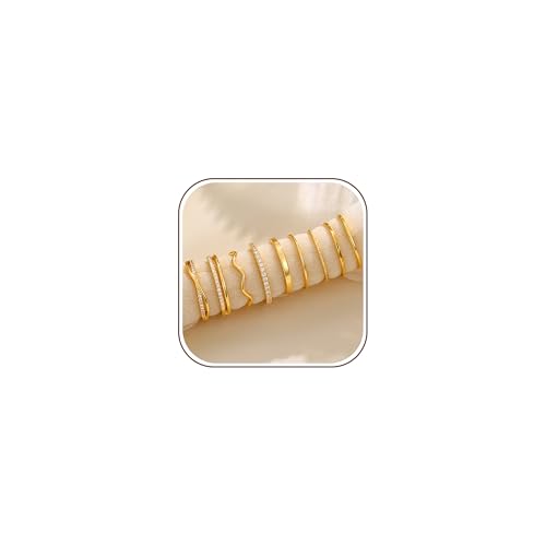 CASSIECA 9 Stück Ringe Gold Wasserfest Ring Verstellbar für Damen