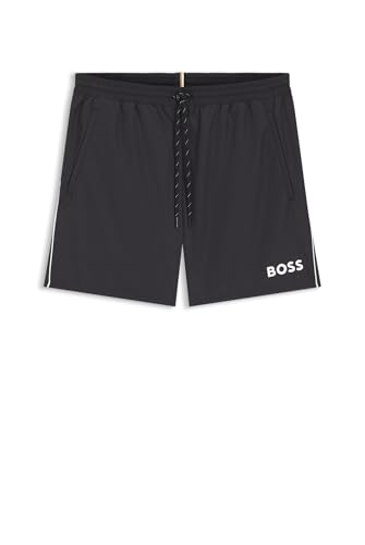 BOSS Herren Starfish Schnell trocknende Badeshorts mit Logo-Print Schwarz001 L
