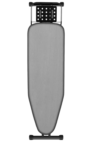 Hazeatte Große Größen Bügelbrett 120 x 39 cm Volle Größe Bügelbrett mit Bügeleisenablage, verstellbare Höhe bis zu 95 cm, Faltbarer und Faltbarer Bügeltisch grau