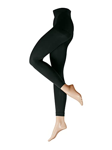 Nur Die Leggings 80 DEN Strumpfhose ohne Fuß Blickdicht warm extra breiter Komfortbund Damen, schwarz, XL